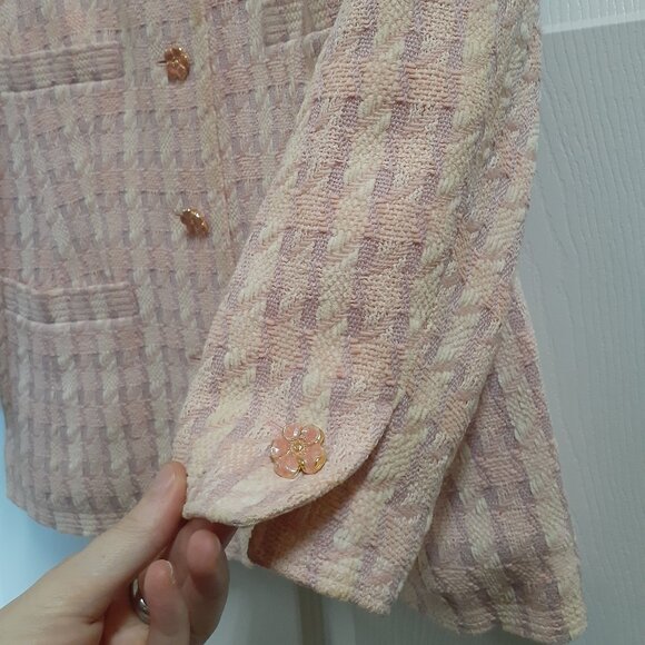 Escada Margaretha Ley Pink Vintage Jacket Cute! *Flower Buttons!* Sz 36 VINTAGE! - Picture 4 of 6